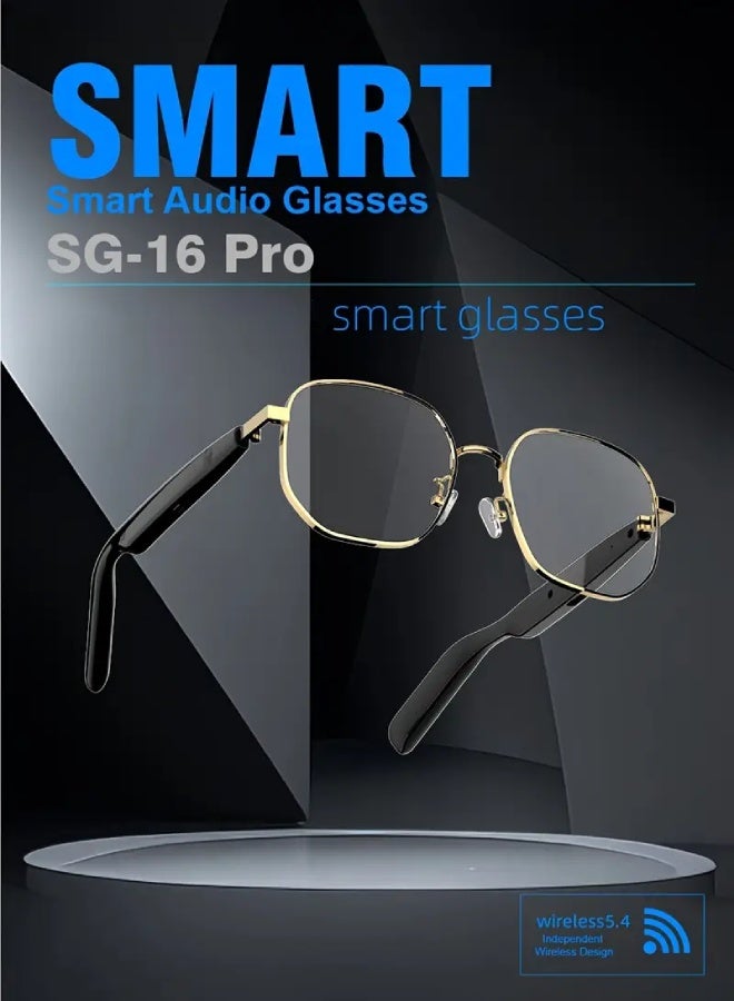 SG-16 Pro Smart Audio Glasses | Hi-Fi Stereo Bluetooth 5.4 Smart Glasses with Touch Control, Built-in Microphone, 360° Surround Sound, Voice Assistant  Type-C Fast Charging – Wireless Eyewear for Music, Calls, Sports  Driving - Image 1